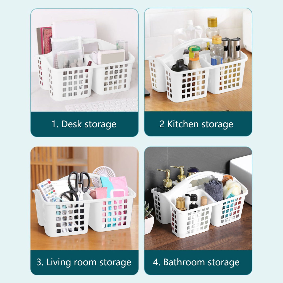 Portable Cleaning Caddy with Compartments and Handle, Plastic Storage Tote - Image 6