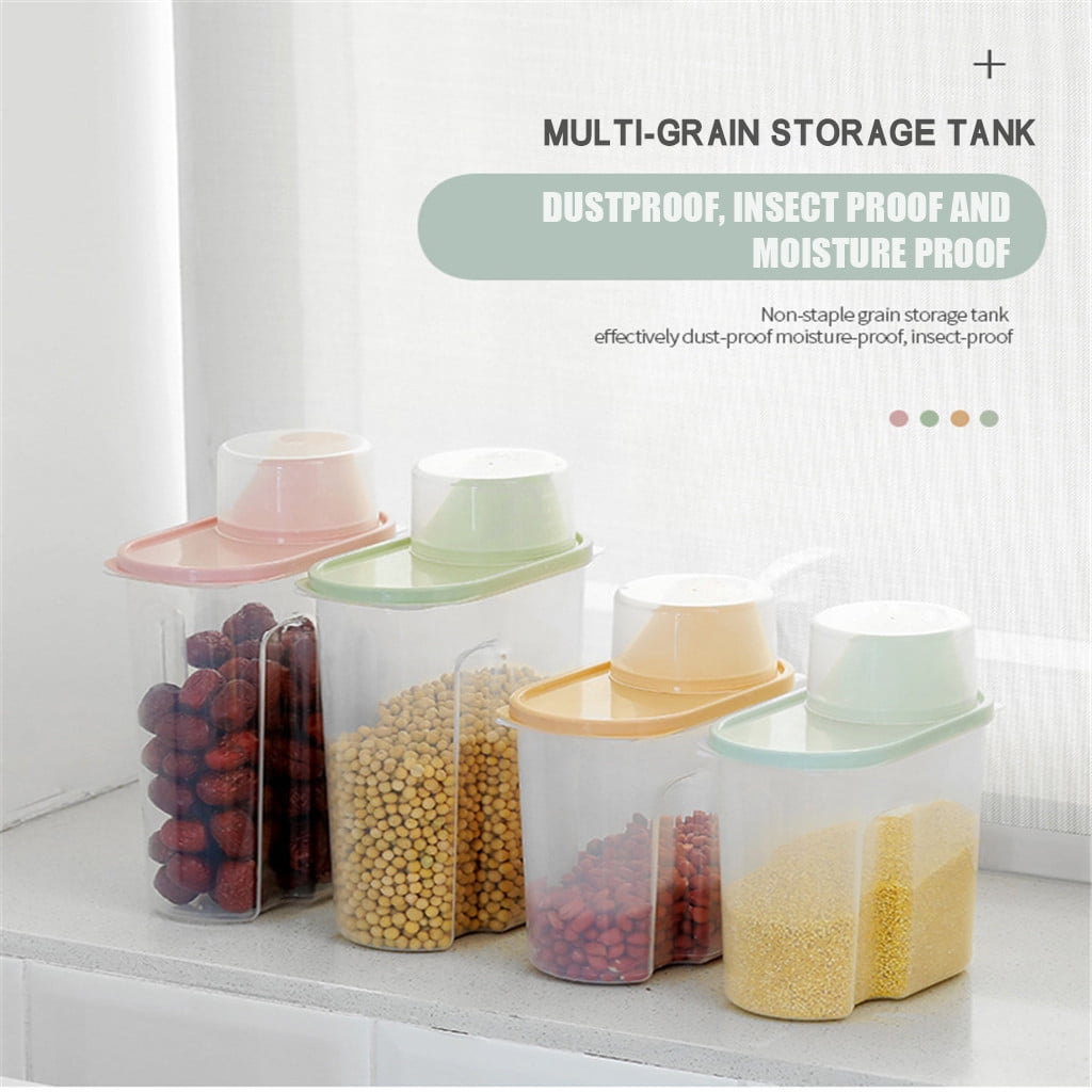 Cereal and Dry Food Dispenser with Measuring Lid, Leak-Proof, Pink - Image 5
