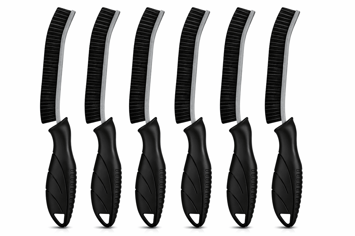 Household Cleaning Brush Set of 6 with Long-Handle Scrubber and Grout Brushes
