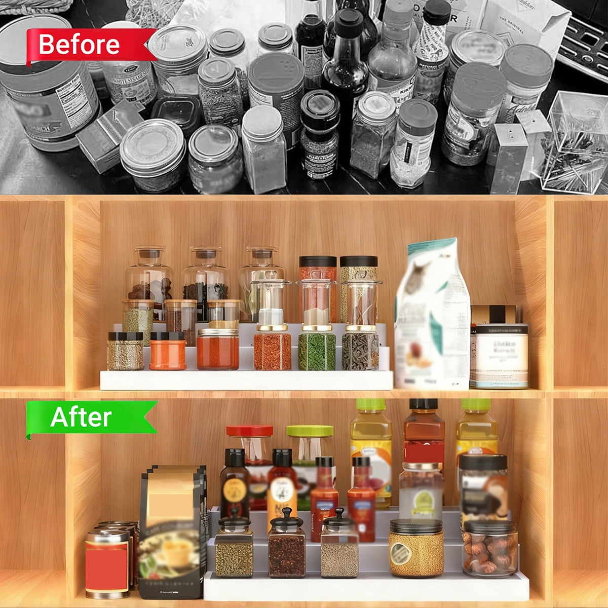 Three-Tier Stepped Spice Rack Organizer for Cabinets and Countertops - Image 4