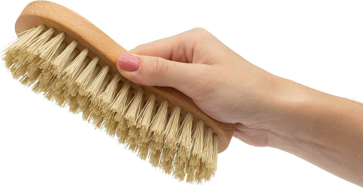 Heavy-Duty Fibre Scrub Brush with Wooden Handle, Peanut Shape, Pack of 2 - Image 5