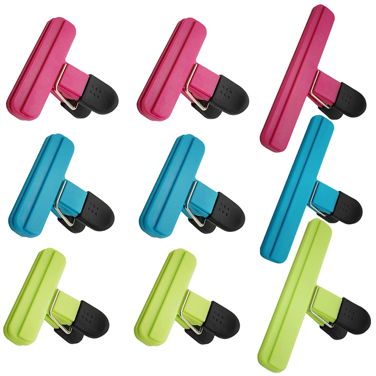 Bag Sealing Clips for Snacks and Pantry Bags, Assorted Sizes and Colours, Set of 9