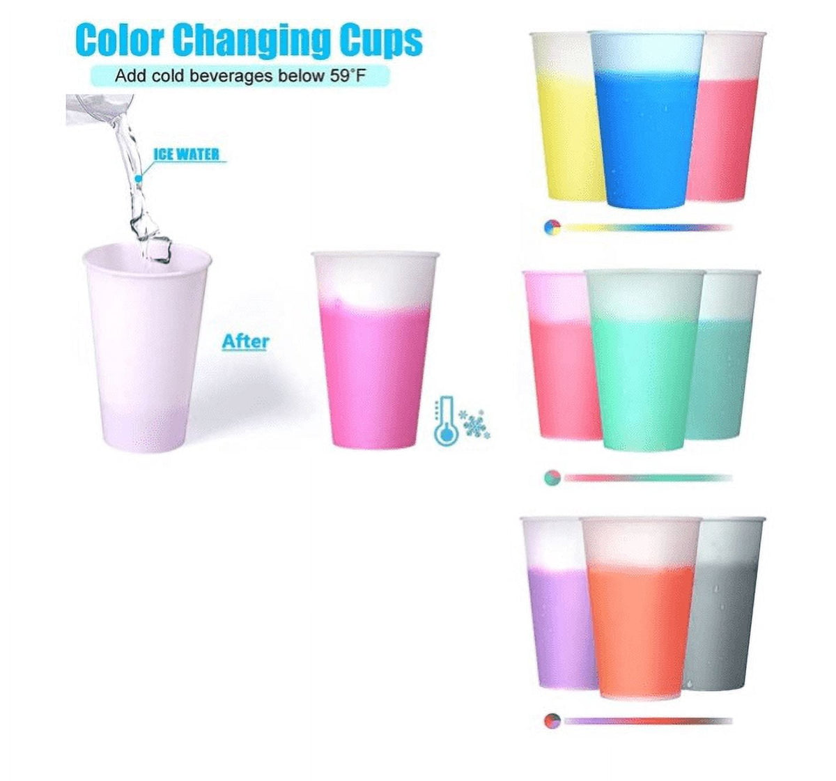 Colour-Changing Plastic Tumblers with Lids and Straws, 12 oz, Set of 10 - Image 6