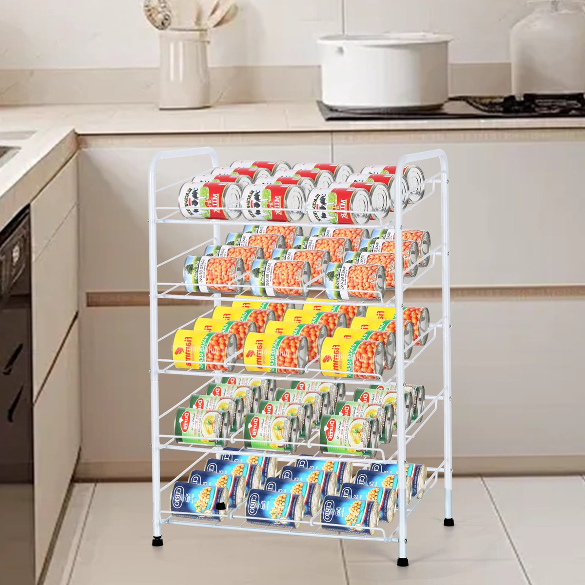 Five-Tier Can Rack Organizer for Pantry, 60-Can Capacity with Adjustable Dividers - Image 5