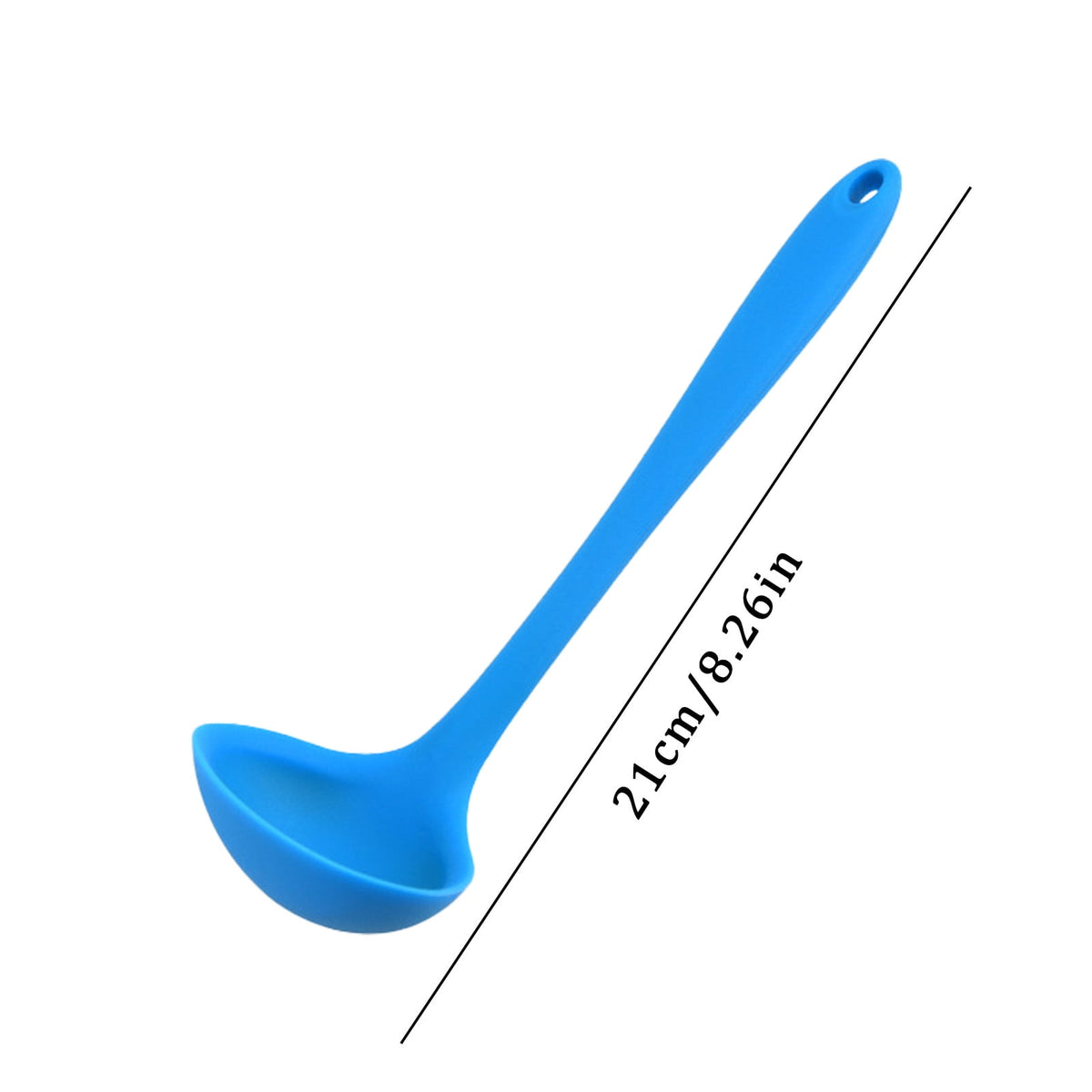 Seamless Silicone Soup Ladle, 8.26-Inch Handle, Nonstick-Safe, Black - Image 2