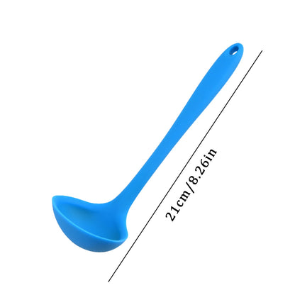 Seamless Silicone Soup Ladle, 8.26-Inch Handle, Nonstick-Safe, Black - Image 2
