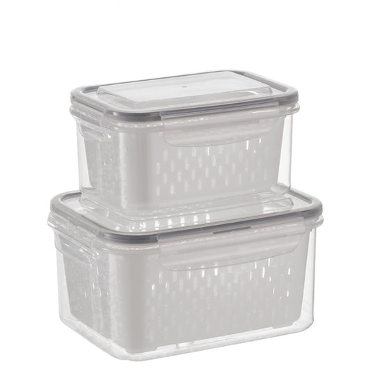Produce Saver Container Set with Drain Baskets and Sealed Lids, 59 oz and 29 oz