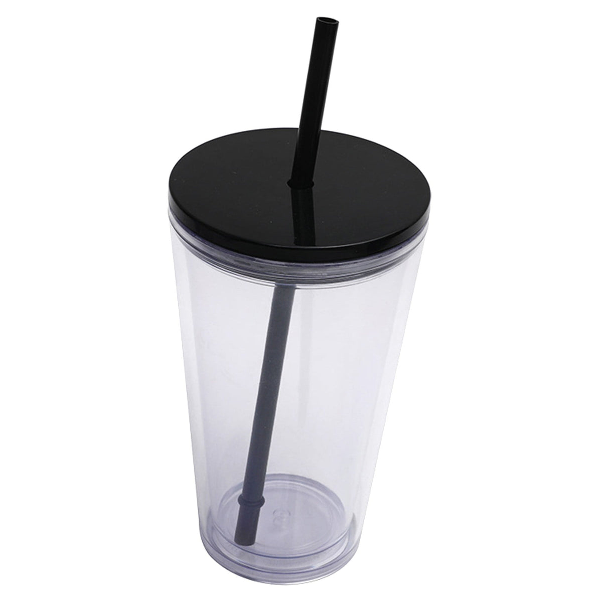 Double-Wall Insulated Plastic Tumbler with Lid and Straw, 16 oz, Clear - Image 4