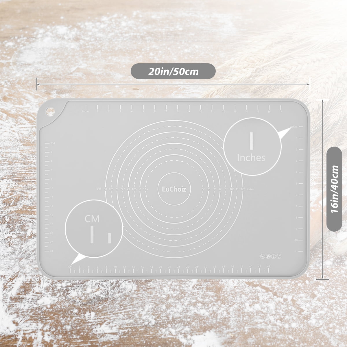 Non-Slip Silicone Pastry Mat, 20 x 16 Inches, with Measurements and Raised Edge - Image 4