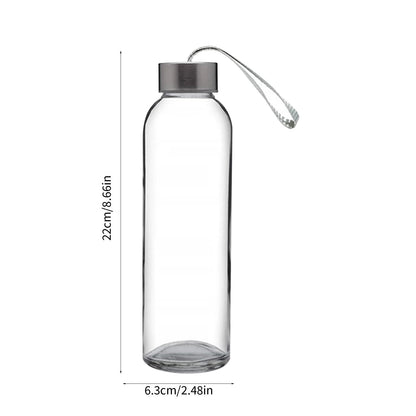 Clear Glass Water Bottle with Leak-Proof Lid, 17 oz (500 ml), for Hot and Cold Drinks - Image 3
