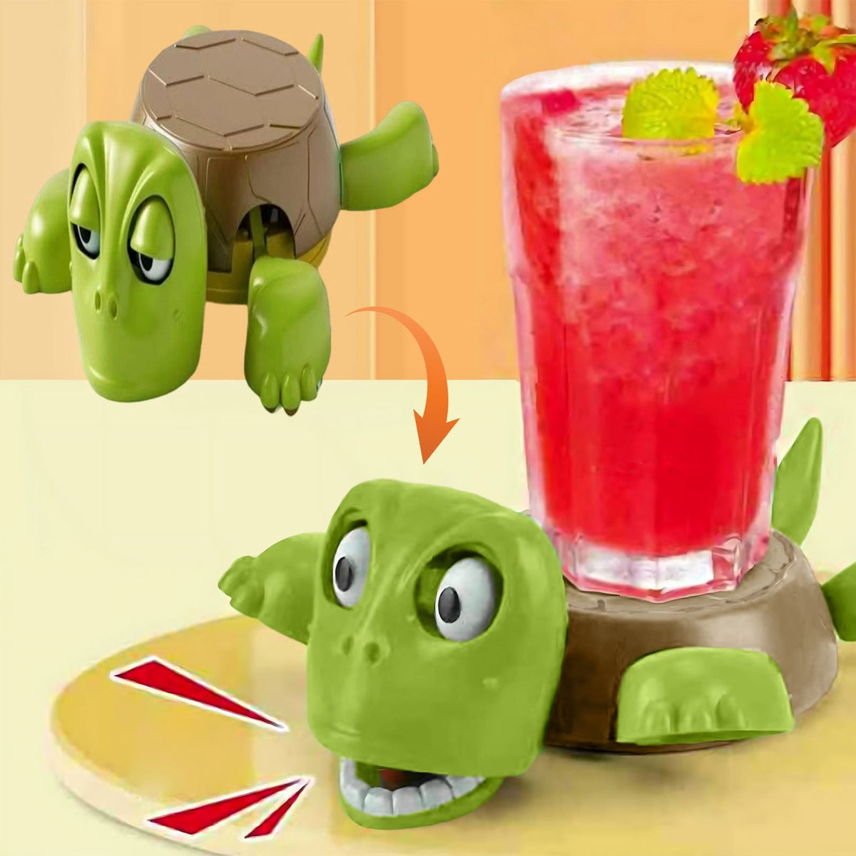 Sea Turtle Drink Coaster with Moving Limbs and Surprised Face - Image 2