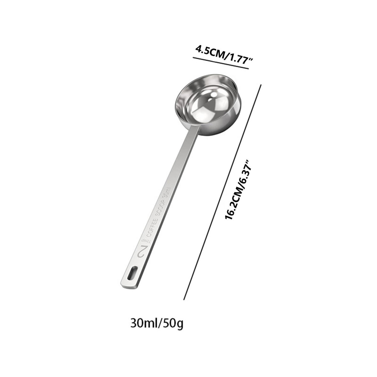 Long-Handle Stainless Steel Measuring Scoop, 15 / 30 ml, for Coffee and Dry Goods - Image 4