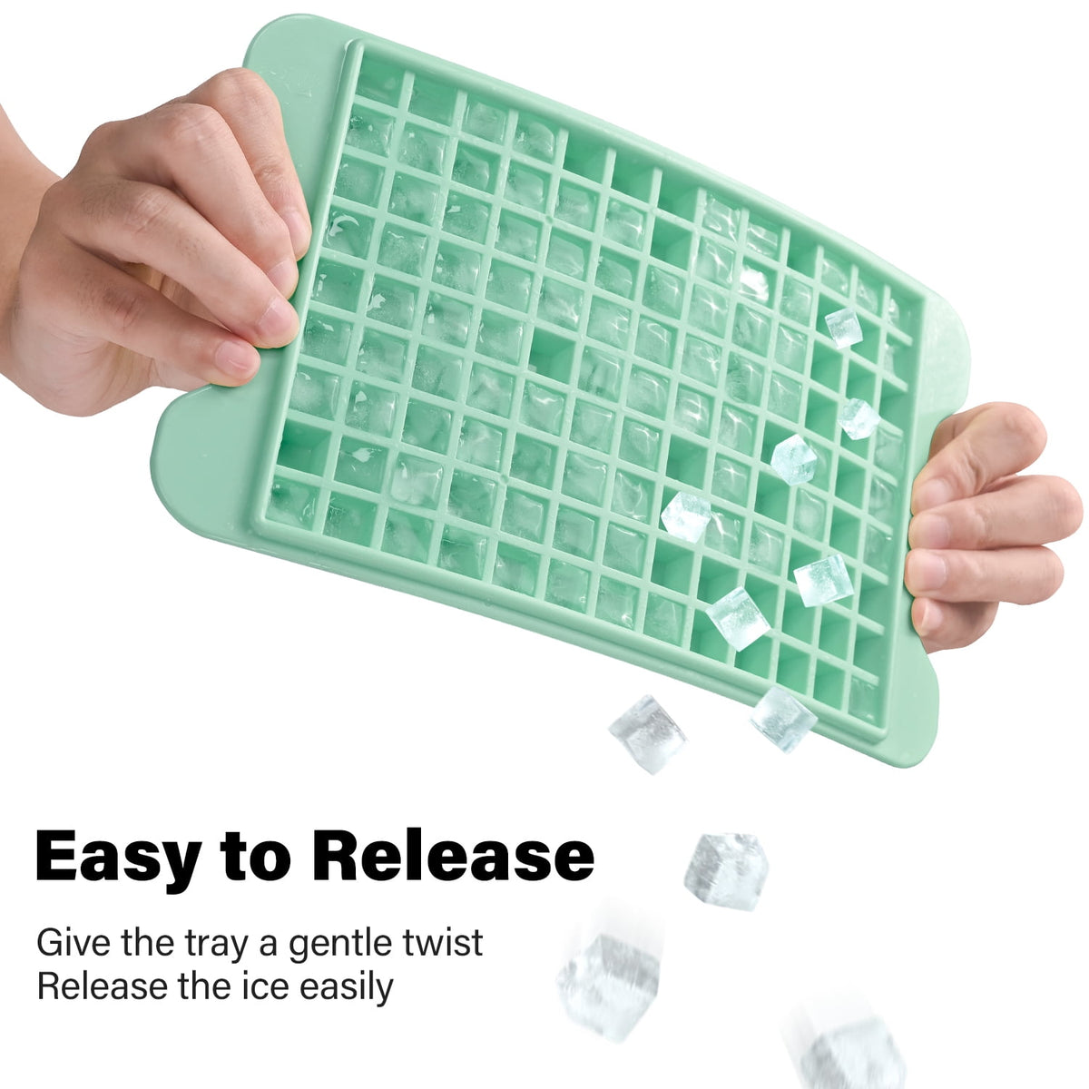 Mini Ice Cube Trays with Lid, Bin and Scoop, 4 Trays x 117 Cubes, Green - Image 5