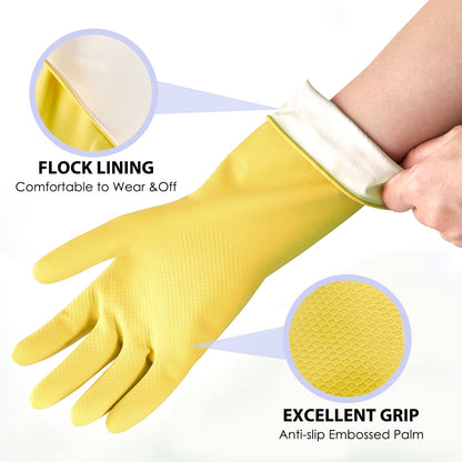 Reusable Rubber Dishwashing Gloves, Colourful, 4 Pairs, Size XL - Image 2