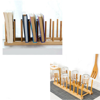 Bamboo Dish and Pot Lid Rack, 6-Slot, 11.8 Inches, Set of 4 - Image 6