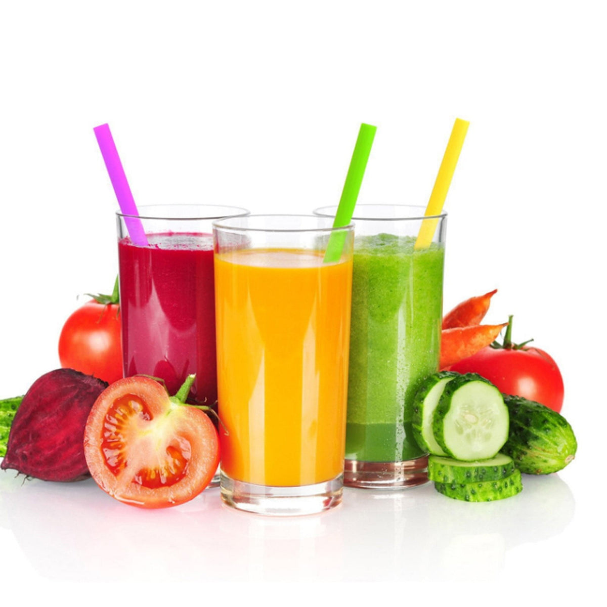 Reusable Bent Silicone Drinking Straws, Colourful, Set of 6 - Image 6