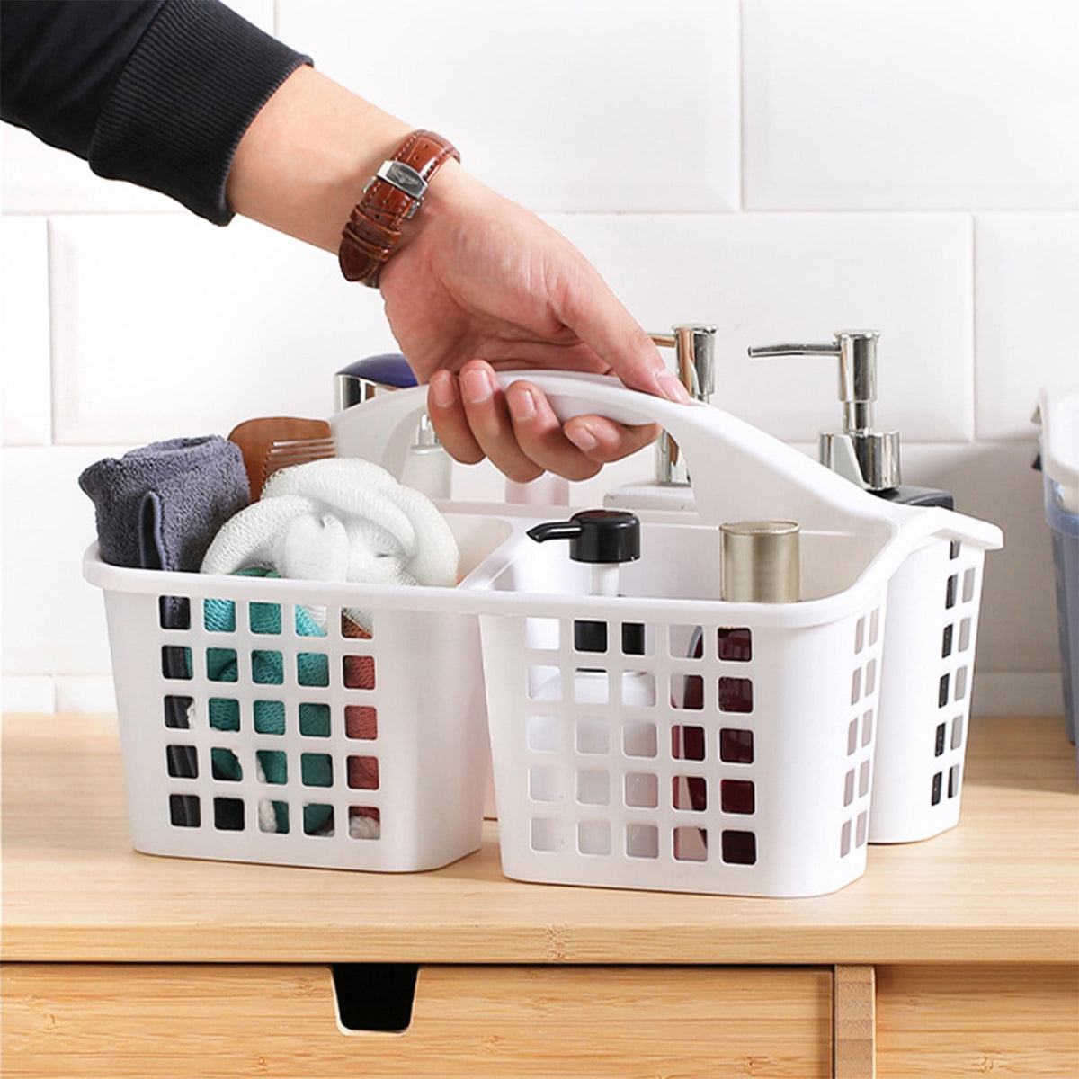 Portable Cleaning Caddy with Compartments and Handle, Plastic Storage Tote - Image 5