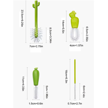 Cactus-Shaped Bottle Brush Set with Draining Stand, 4 Brushes - Image 4