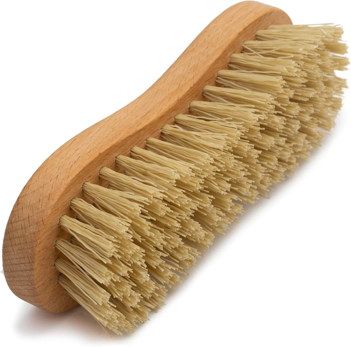 Heavy-Duty Fibre Scrub Brush with Wooden Handle, Peanut Shape, Pack of 2