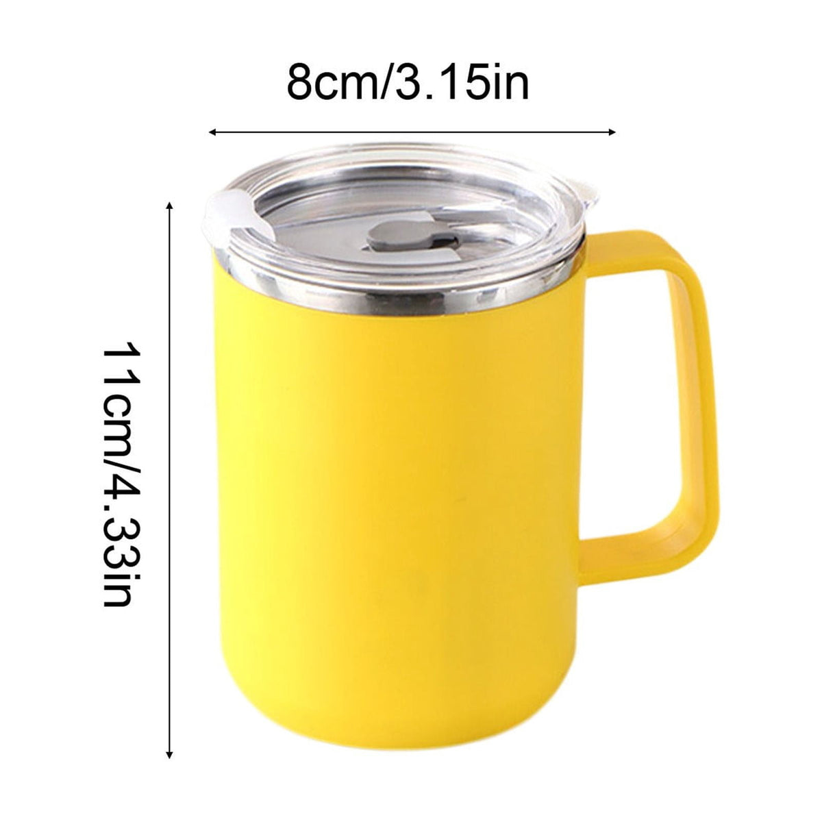 Insulated Stainless Steel Travel Mug with Handle and Lid, 12 oz, Yellow - Image 4