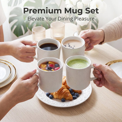 Speckled Ceramic Coffee Mug Set of 4, 12 oz, Large Handle, Microwave Safe - Image 4