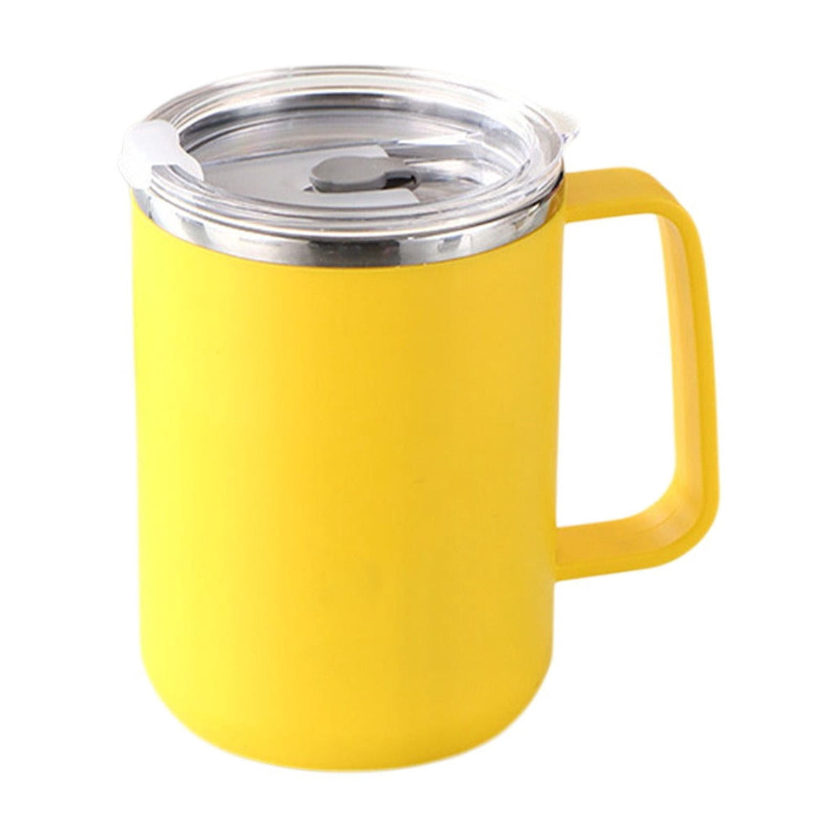 Insulated Stainless Steel Travel Mug with Handle and Lid, 12 oz, Yellow