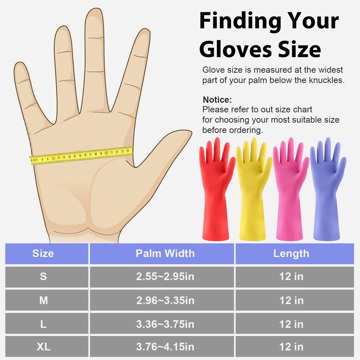 Reusable Rubber Dishwashing Gloves, Colourful, 4 Pairs, Size XL - Image 5