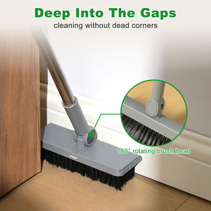 Broom and Dustpan Set with Adjustable Long Handle and Rotating Head, Grey - Image 4