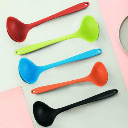 Seamless Silicone Soup Ladle, 8.26-Inch Handle, Nonstick-Safe, Black - Image 3