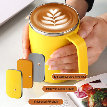 Insulated Stainless Steel Travel Mug with Handle and Lid, 12 oz, Yellow - Image 5