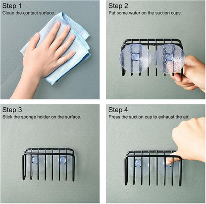 Stainless Steel Sink Sponge Holder with Suction Cups, Open Drain Design - Image 5