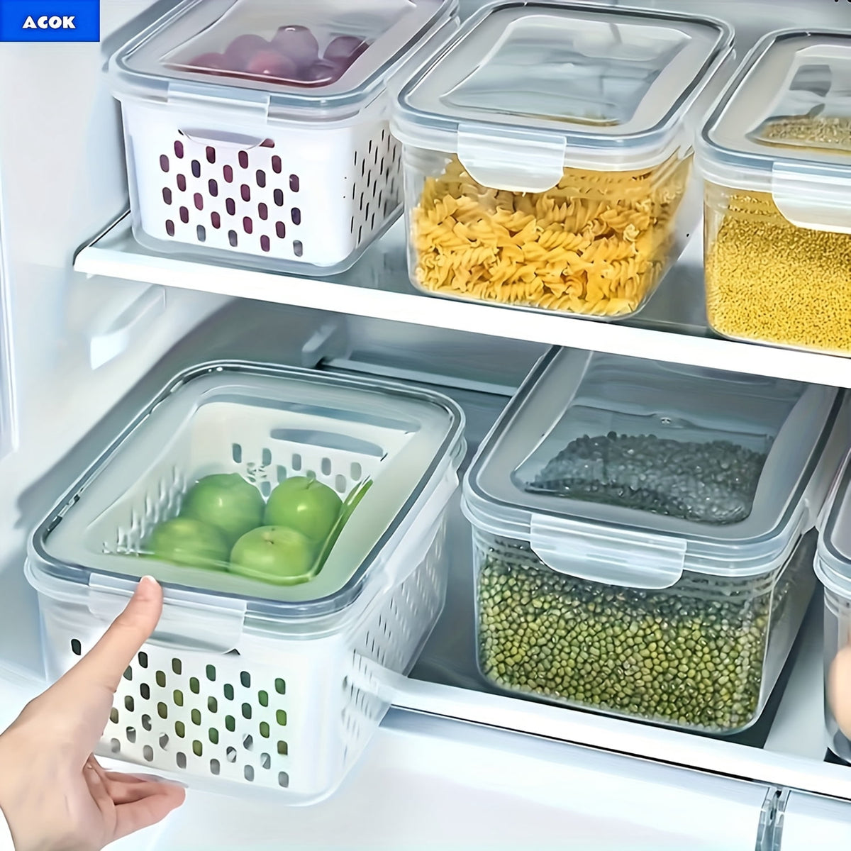 Produce Saver Container Set with Drain Baskets and Sealed Lids, 59 oz and 29 oz - Image 6
