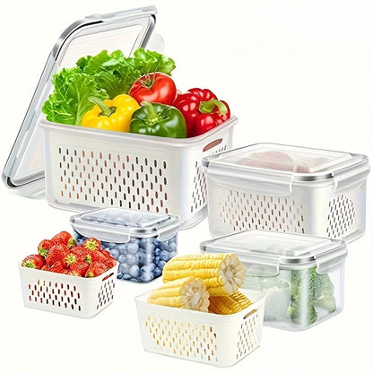 Produce Saver Container Set with Drain Baskets and Sealed Lids, 59 oz and 29 oz - Image 4