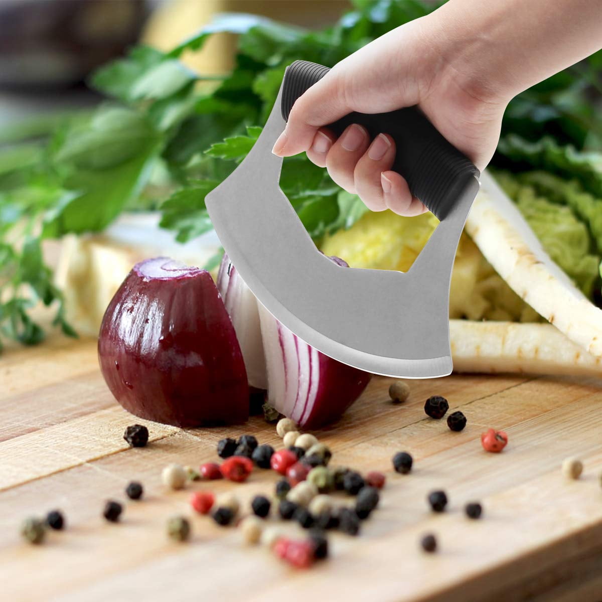 Mezzaluna Rocking Chopper with Stainless Steel Blade and Blade Guard - Image 6