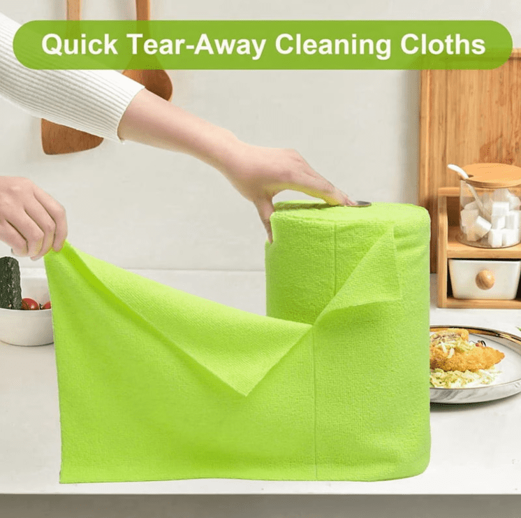 Tear-Away Microfiber Cleaning Cloth Rolls, 10 x 10 Inch Sheets, 2 Rolls, 100 Sheets - Image 3