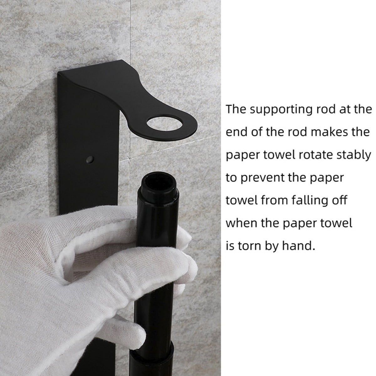 Under-Cabinet Paper Towel Holder, Stainless Steel, Fits Extra-Large Rolls, Black - Image 4