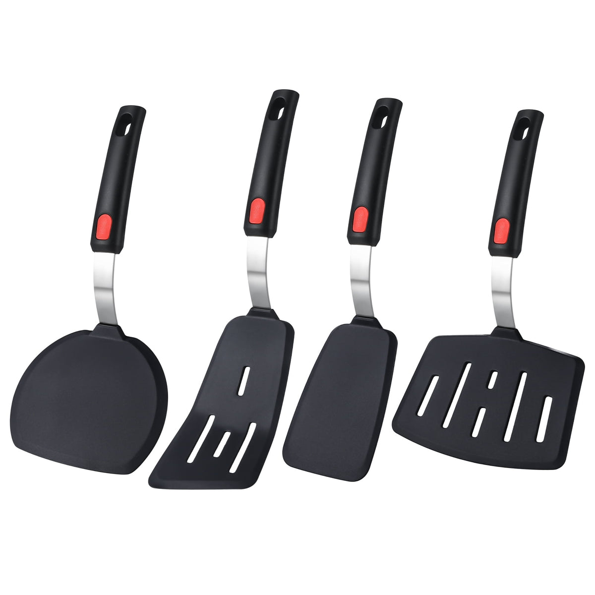 Silicone Turner Spatula Set of 4 for Nonstick Pans, Heat Resistant to 600°F