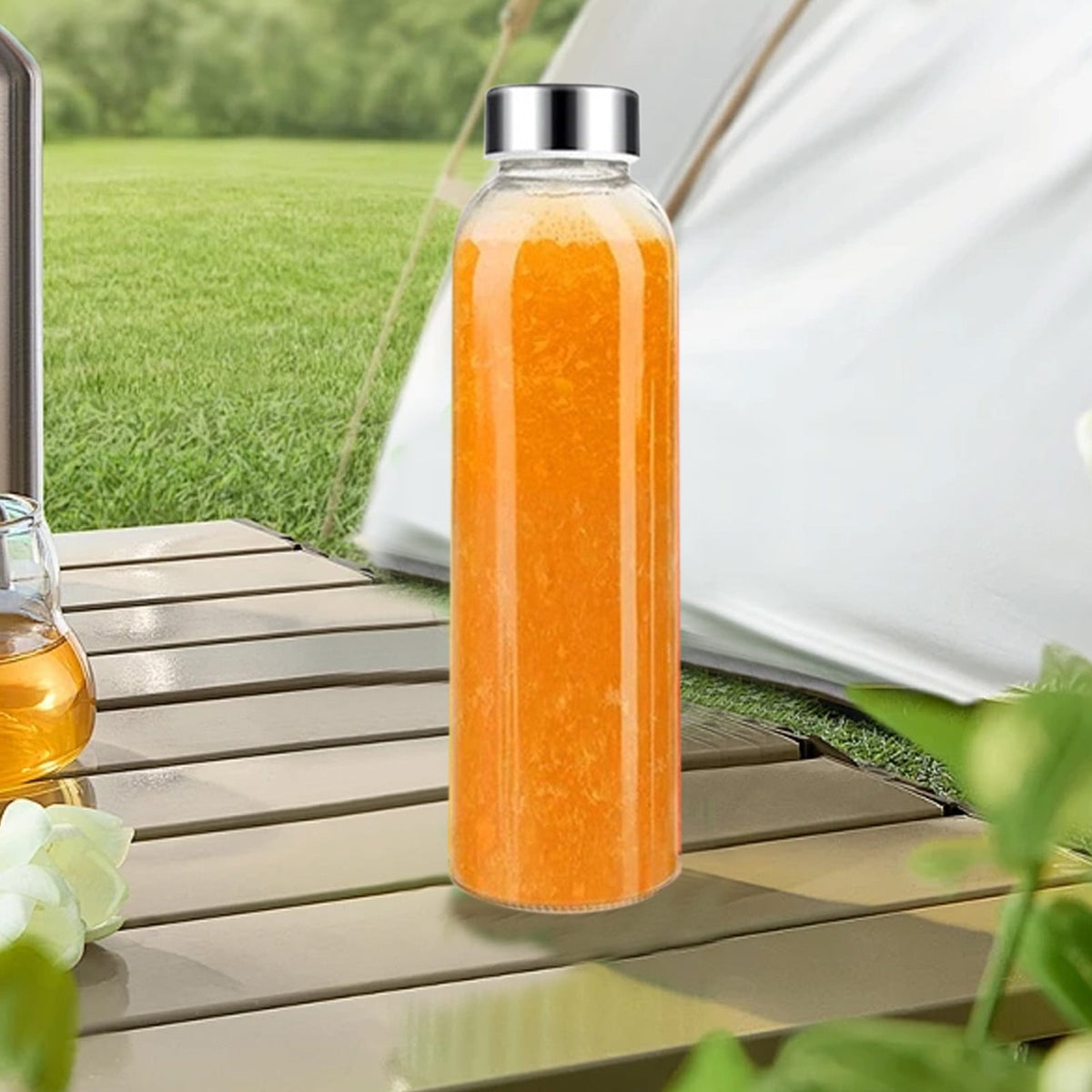 Clear Glass Water Bottle with Leak-Proof Lid, 17 oz (500 ml), for Hot and Cold Drinks - Image 2