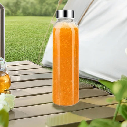 Clear Glass Water Bottle with Leak-Proof Lid, 17 oz (500 ml), for Hot and Cold Drinks - Image 2