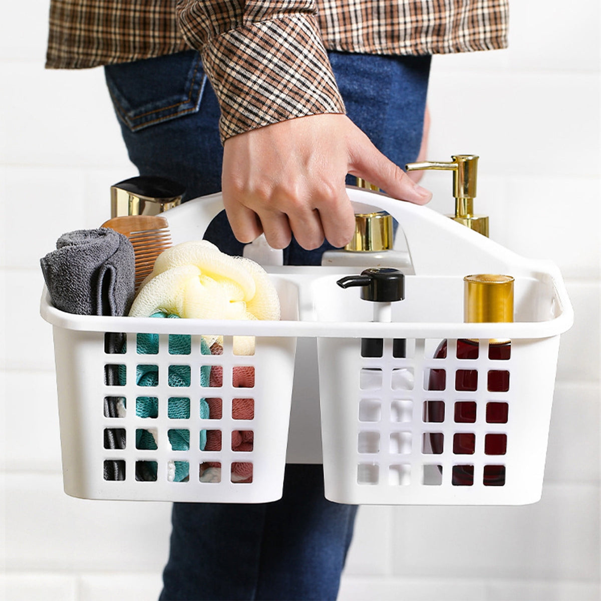 Portable Cleaning Caddy with Compartments and Handle, Plastic Storage Tote - Image 4