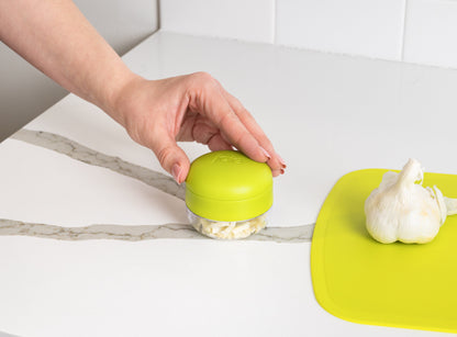 Garlic Dicer with Stainless Steel Blades and Clear Catch Cup, Green - Image 3