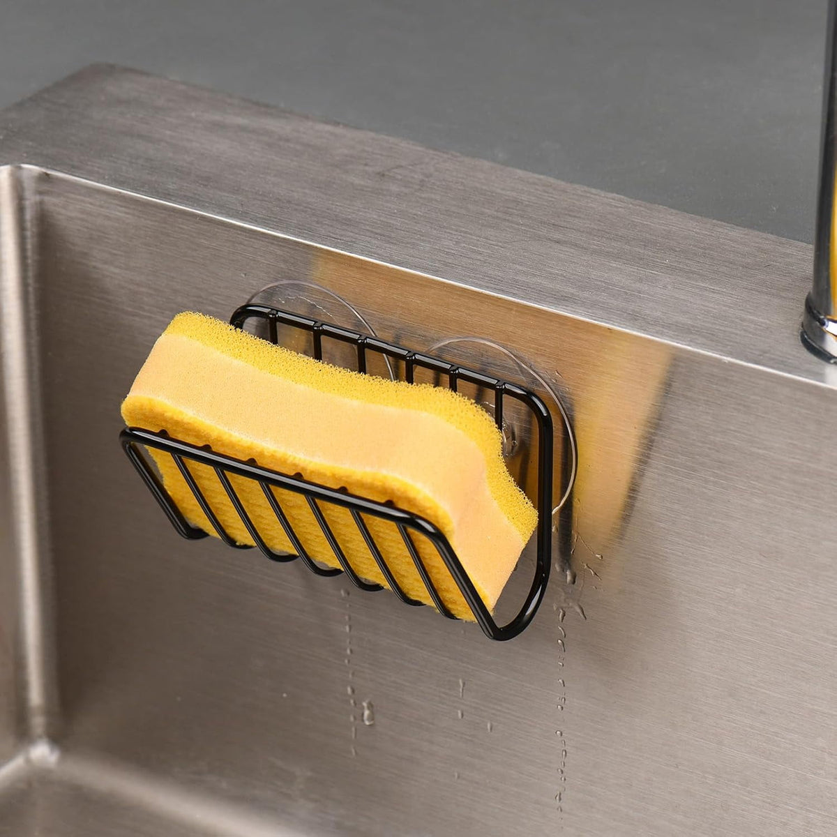 Stainless Steel Sink Sponge Holder with Suction Cups, Open Drain Design - Image 4