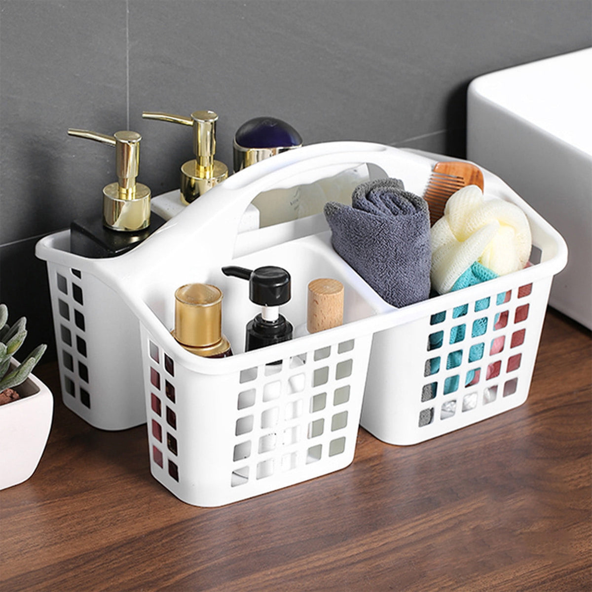 Portable Cleaning Caddy with Compartments and Handle, Plastic Storage Tote - Image 2