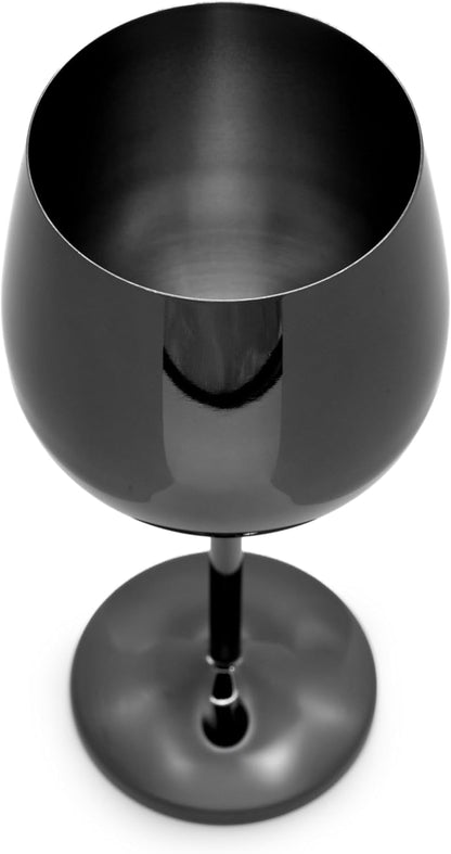 Unbreakable Stainless Steel Stemmed Wine Glasses, Black Chrome, Set of 2 - Image 6