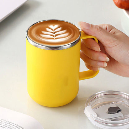 Insulated Stainless Steel Travel Mug with Handle and Lid, 12 oz, Yellow - Image 2
