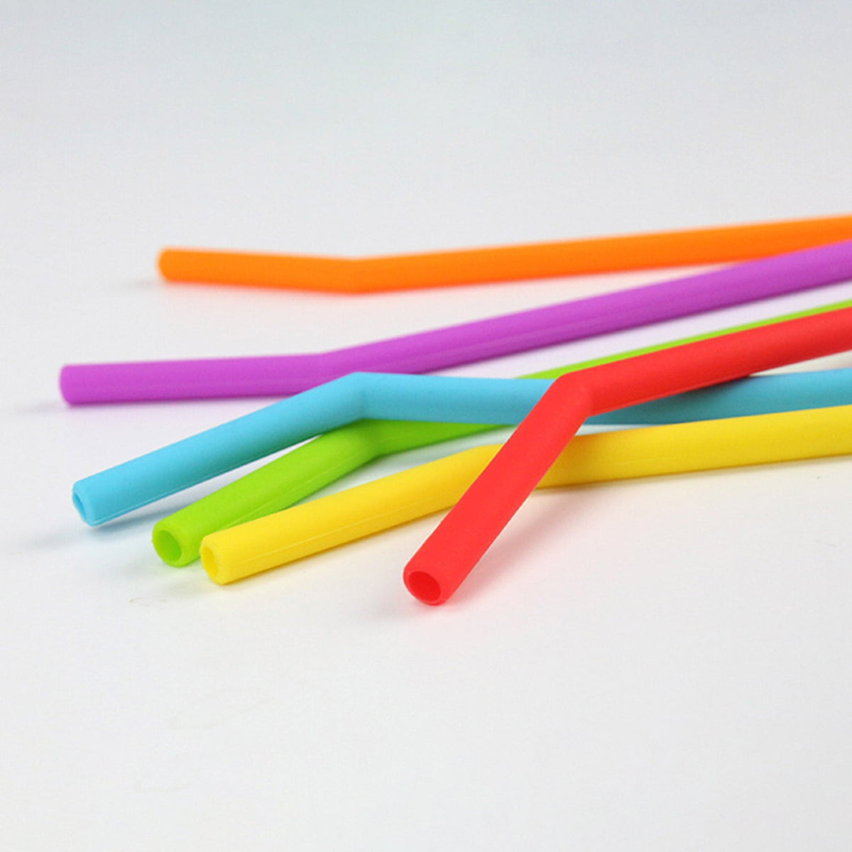 Reusable Bent Silicone Drinking Straws, Colourful, Set of 6 - Image 5