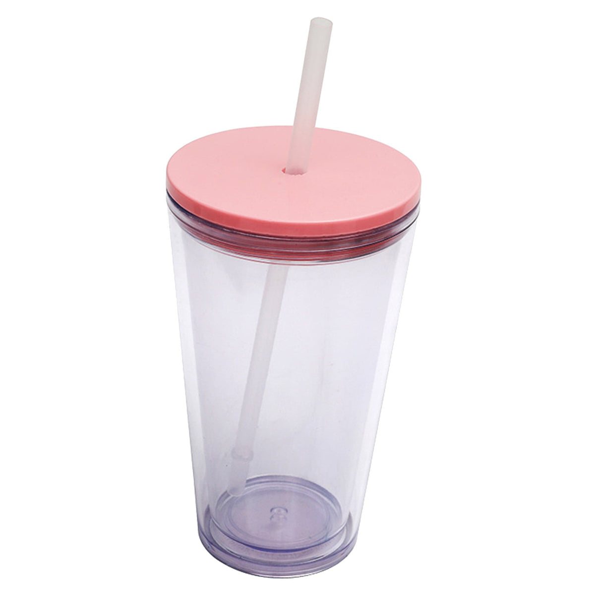 Double-Wall Insulated Plastic Tumbler with Lid and Straw, 16 oz, Clear - Image 5