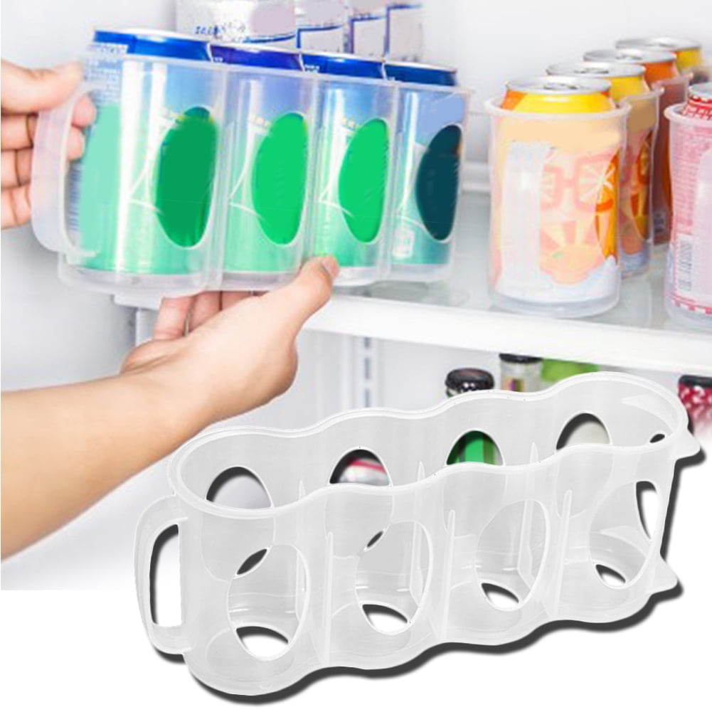 Fridge Can Organizer Rack with Handle, Holds 4 Rows of Soda or Beer Cans - Image 2