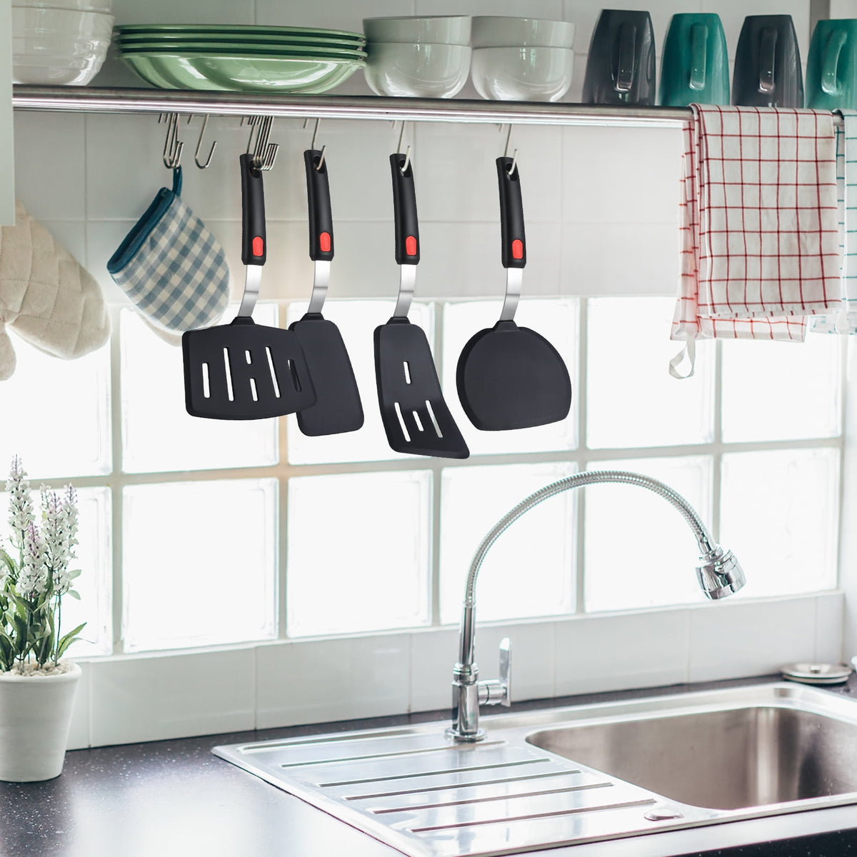Silicone Turner Spatula Set of 4 for Nonstick Pans, Heat Resistant to 600°F - Image 5