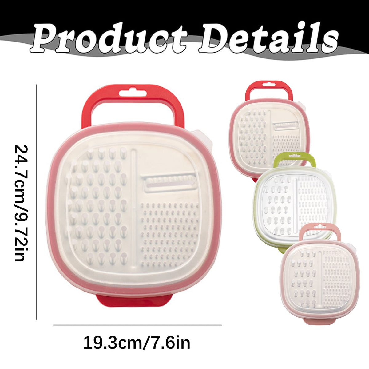 Box Grater with Catch Container, 3-in-1 Stainless Steel Shredder and Peeler - Image 2